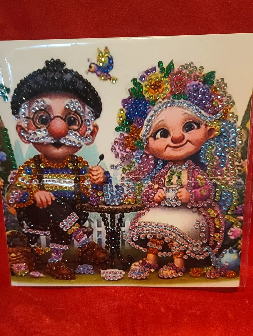 Whimsical Grandparents Diamond Art TWO Greeting Cards- NWT